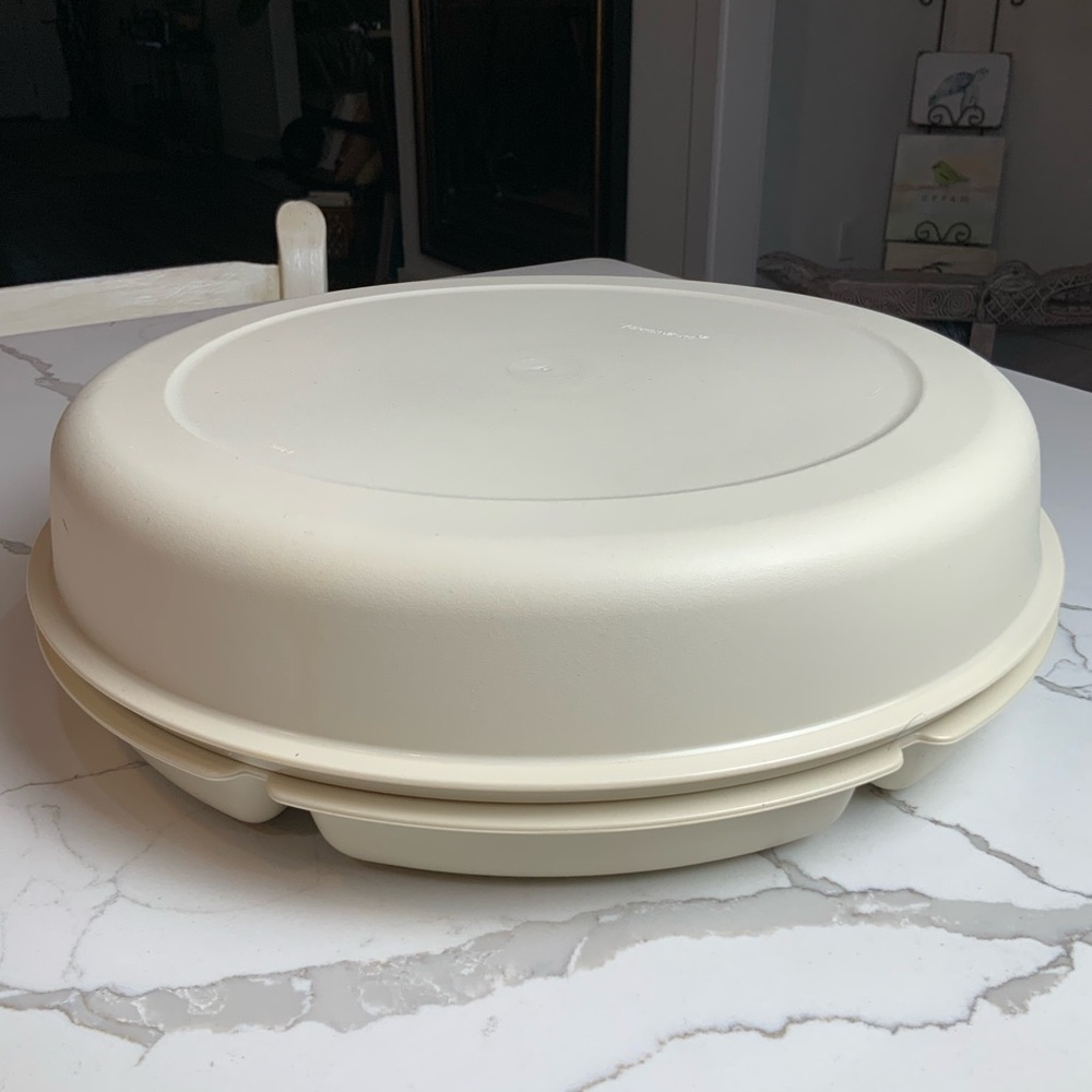 Vintage Tupperware divided serving tray with lid